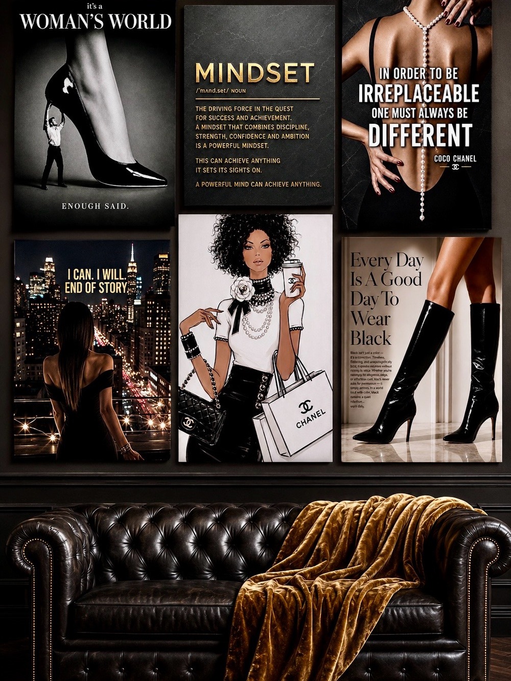 Black Is the New Gold™ Feminine Luxury Wall Art Print Collection Pick 5